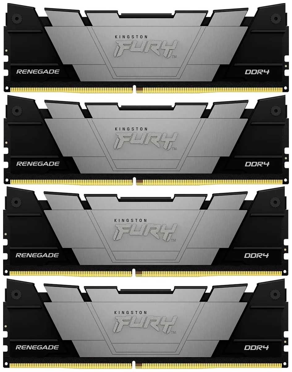 

Оперативная память Kingston DDR4 64Gb (4x16Gb) 3200MHz FURY Renegade Black (KF432C16RB12K4/64), Черный