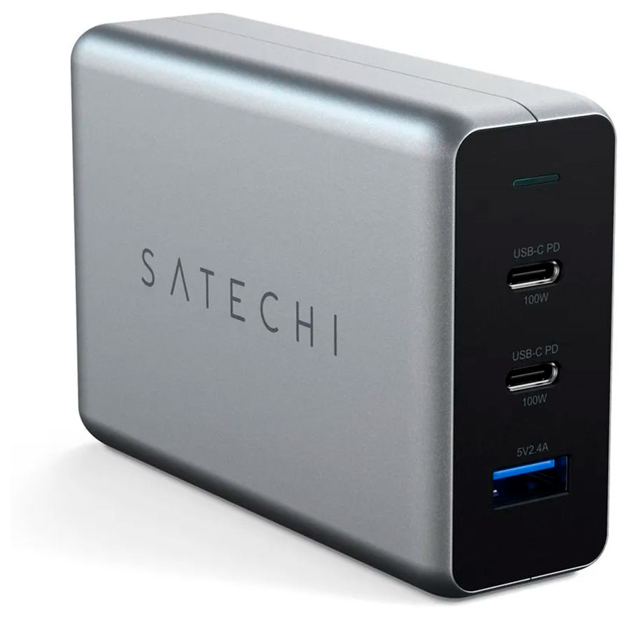 Изображение товара Satechi Compact Charger с технологией GaN Power USB-C 100W 2 порта серебристый