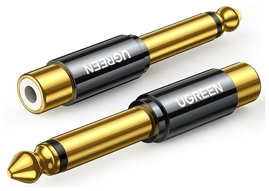 

Адаптер Ugreen AV169 (80731) 6.35mm Male, RCA Female Adapter, Золотой/черный