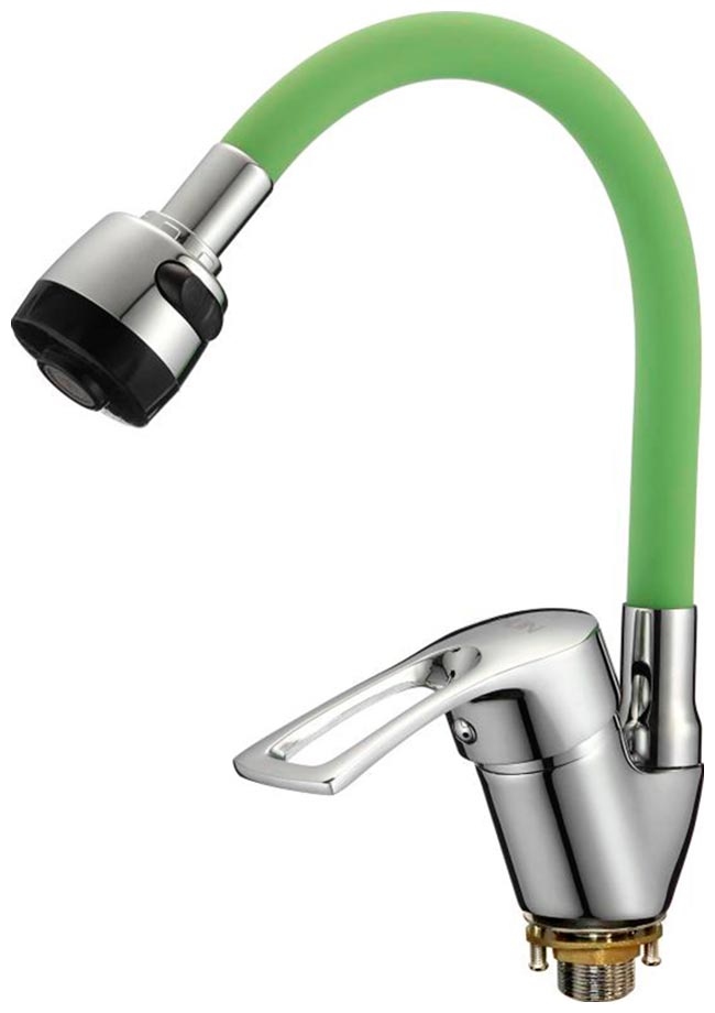 

Смеситель для кухни с гибким изливом D-Lin хром/зеленый (D150422-5T), Xром/зеленый