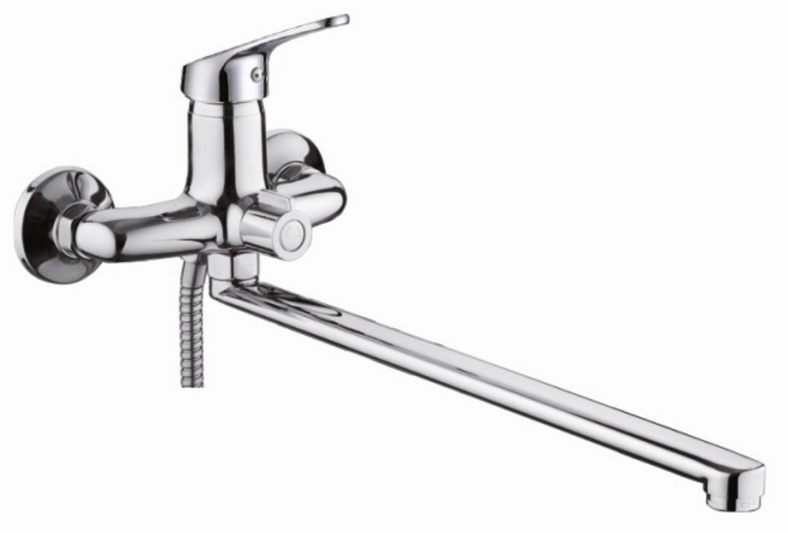 Изображение товара Смеситель для ванной D-Lin хром с душевым гарнитуром и поворотным изливом