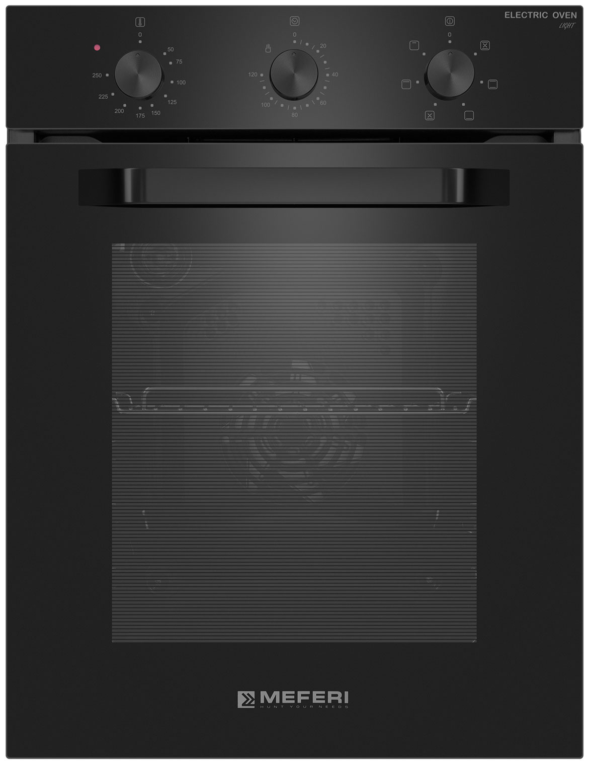 Изображение товара Электрический духовой шкаф Meferi MEO456BK LIGHT черный с гидролизной очисткой и 6 режимами