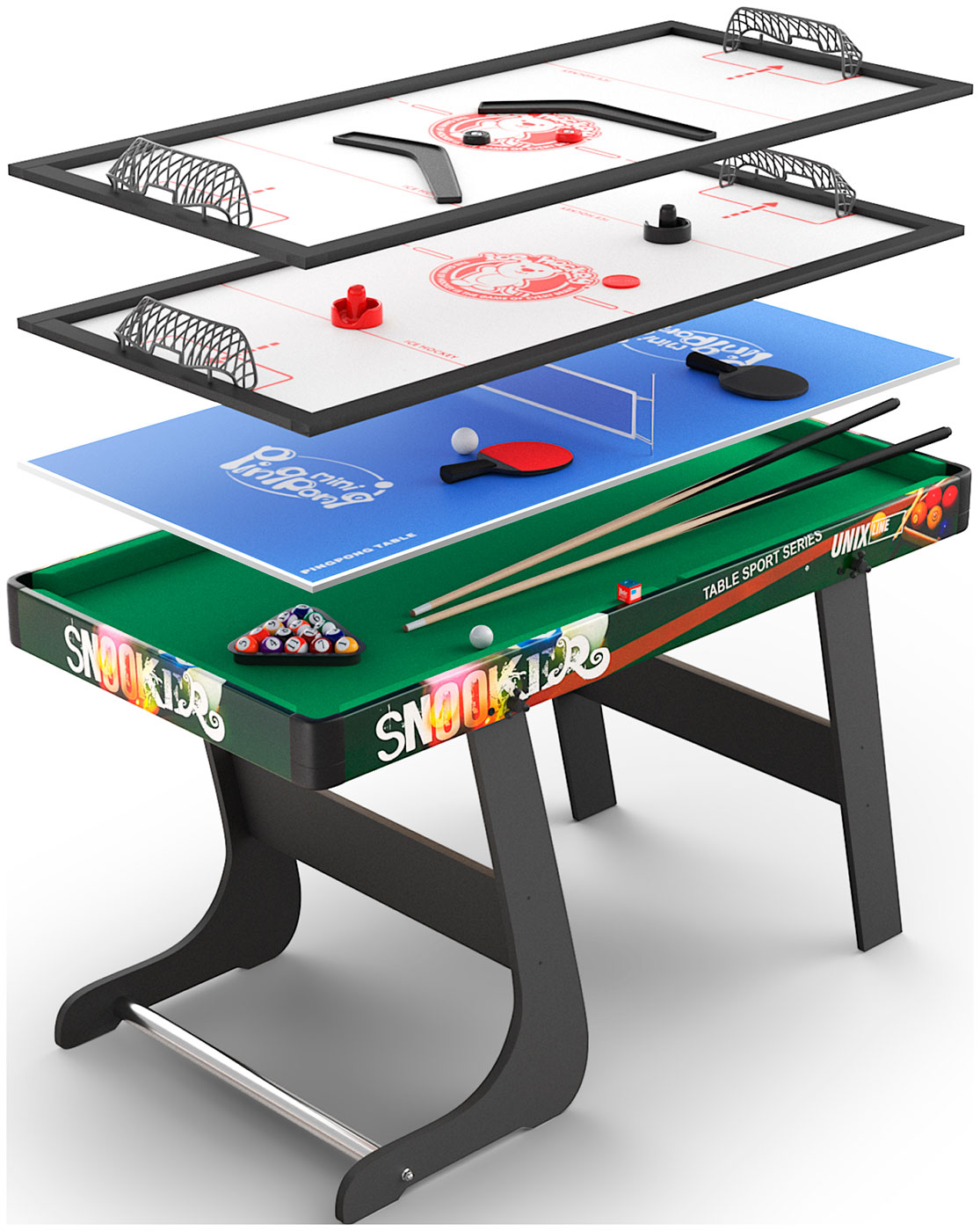 Изображение товара Игровой складной стол 4 в 1 Unix Line Трансформер 125x63 см