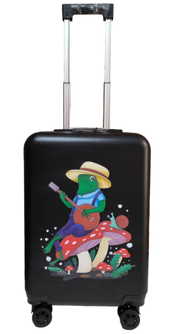 Изображение товара Дорожный чемодан детский Lats на колесиках S (арт.711) Лягушки, черный