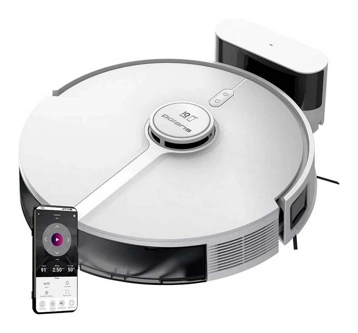 Изображение товара Робот-пылесос Polaris PVCR 5005 WiFi для сухой и влажной уборки белый