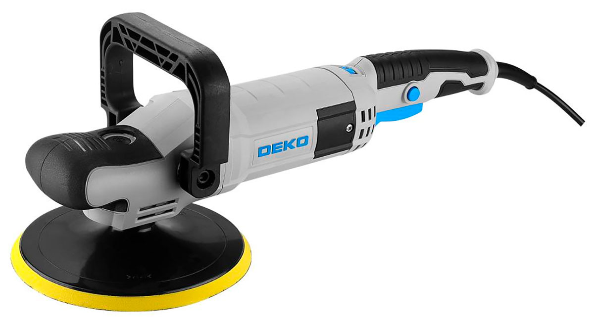 Шлифмашина полировальная сетевая Deko P1500-D PRO, 180 мм, 1500 Вт, черно-синий