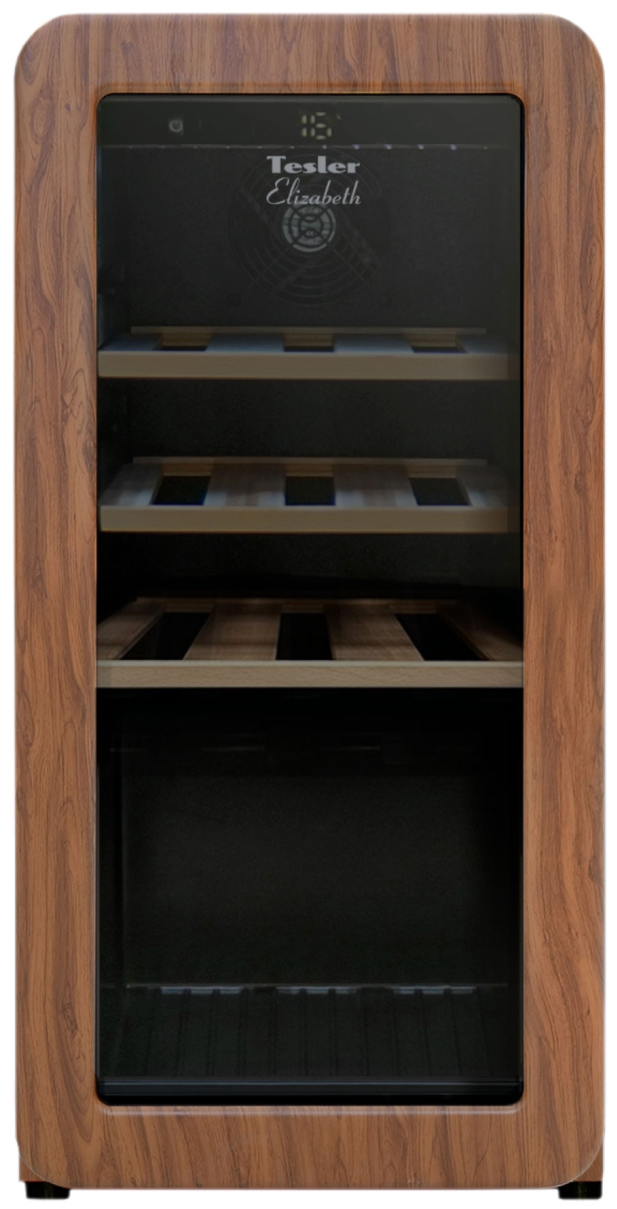 Изображение товара Стильный винный шкаф Tesler CWC-188 CARAMEL WOOD с дисплеем и подсветкой
