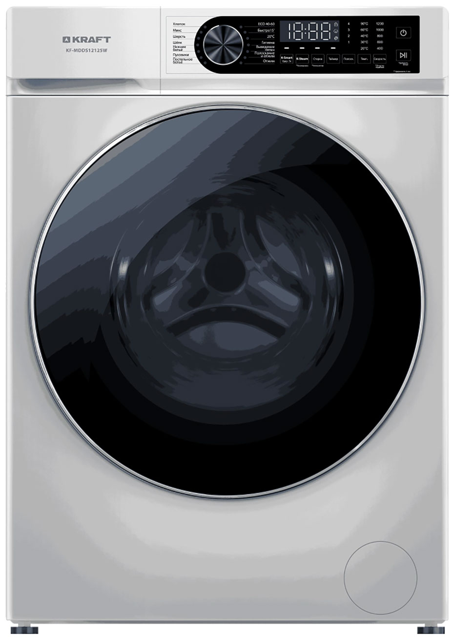 Изображение товара Kraft KF-MDDS12125W стиральная машина фронтальная 12 кг 16 программ 1200 об/мин