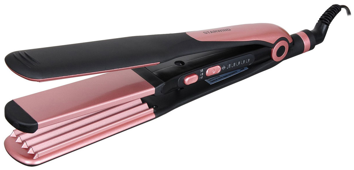 Изображение товара Мультистайлер Starwind SHC 7050 2 в 1 выпрямитель гофре цвет черный розовый