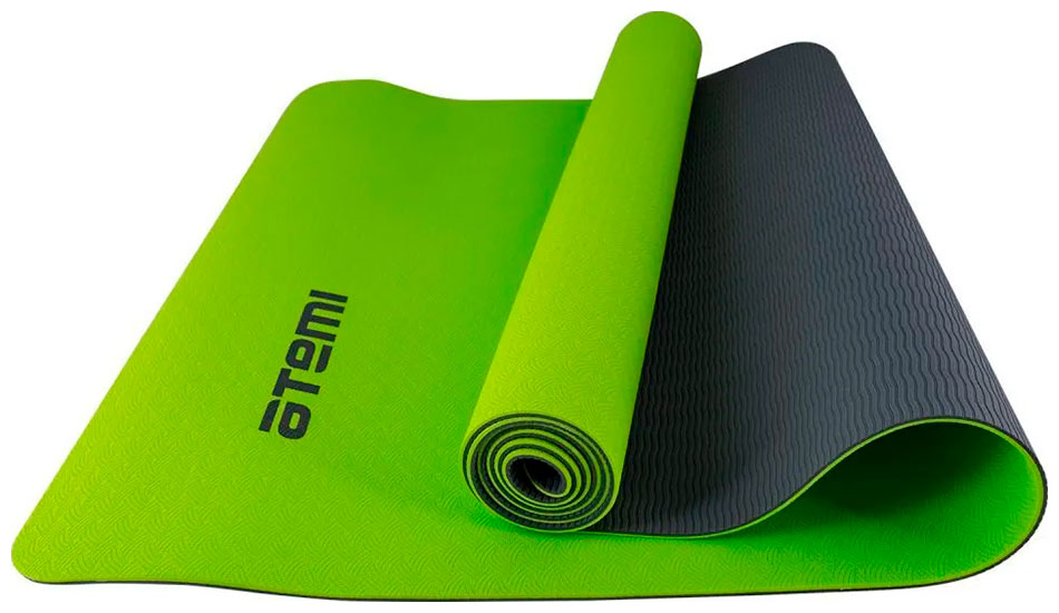 Коврик для йоги и фитнеса Atemi AYM0321 TPE 173х61х04 см серо-зеленый коврик для йоги и фитнеса torres comfort 4 tpe 4 мм нескользящее покрытие зелено серый