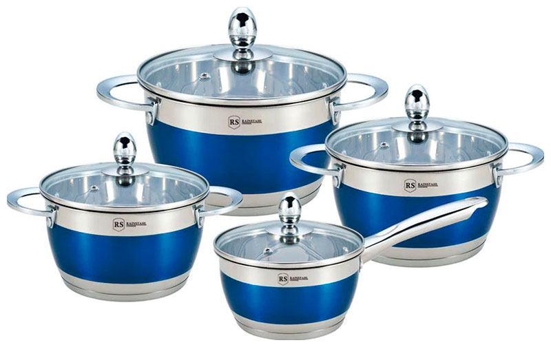 Набор посуды Rainstahl 1818-08RS/CW Blue 8 пр складная ёмкость для воды из пвх ekud на 500 л высота 70 см с каркасом и крышкой