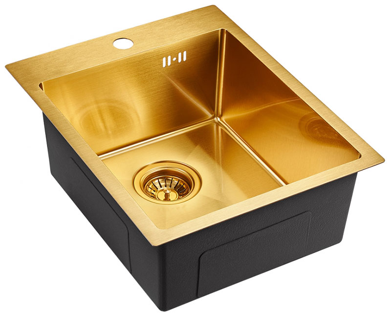 Изображение товара Кухонная мойка из нержавеющей стали EMB-128A PVD Nano Golden 410x510 мм