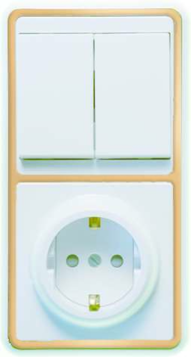 Изображение товара Блок комбинированный выключатель и розетка Кунцево-Электро БКВР-035 Бэлла 1-кл с защитой шторками з