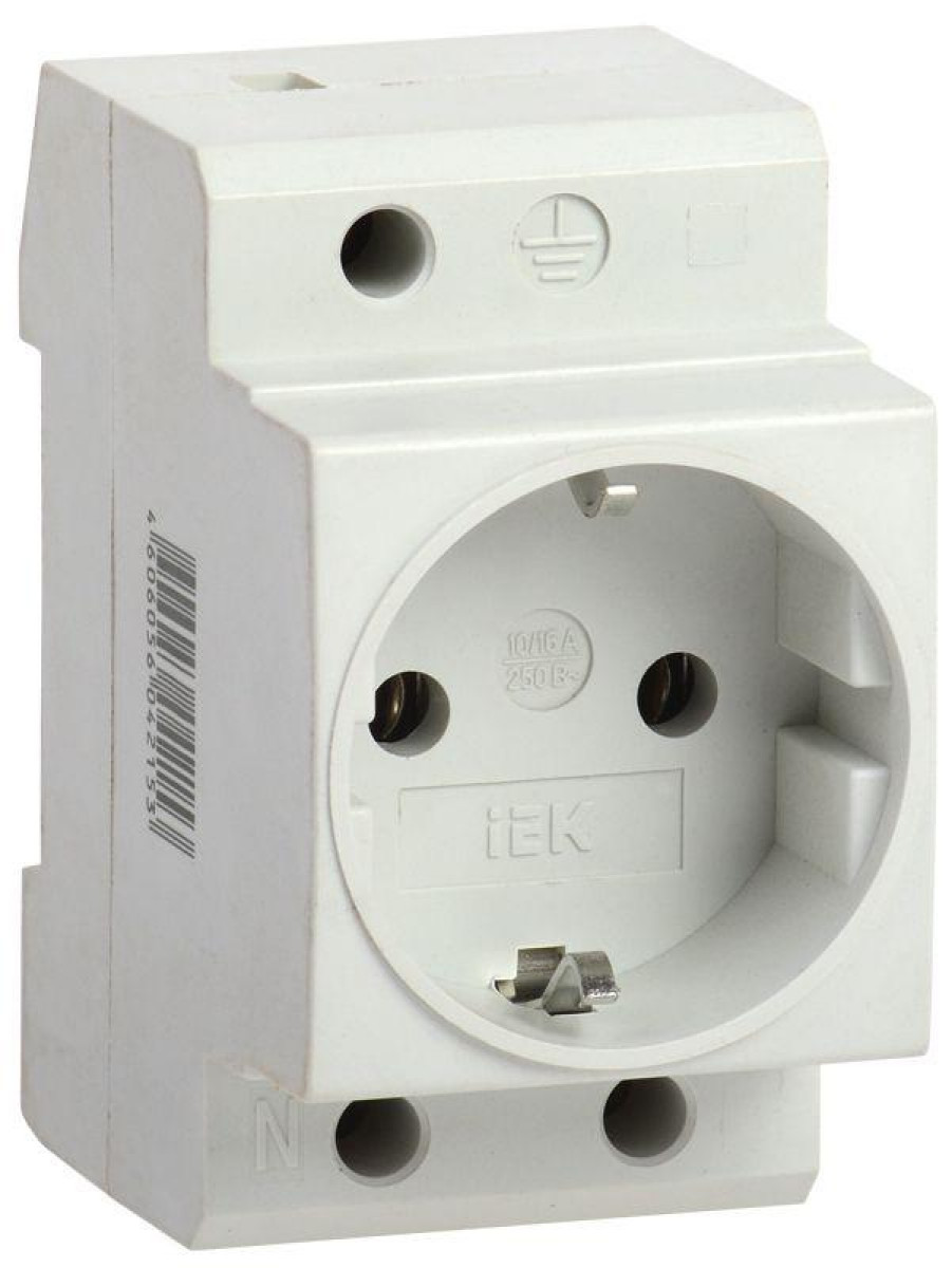 Изображение товара Розетка силовая IEK РАр10-3-ОП с заземлением для DIN-рейки