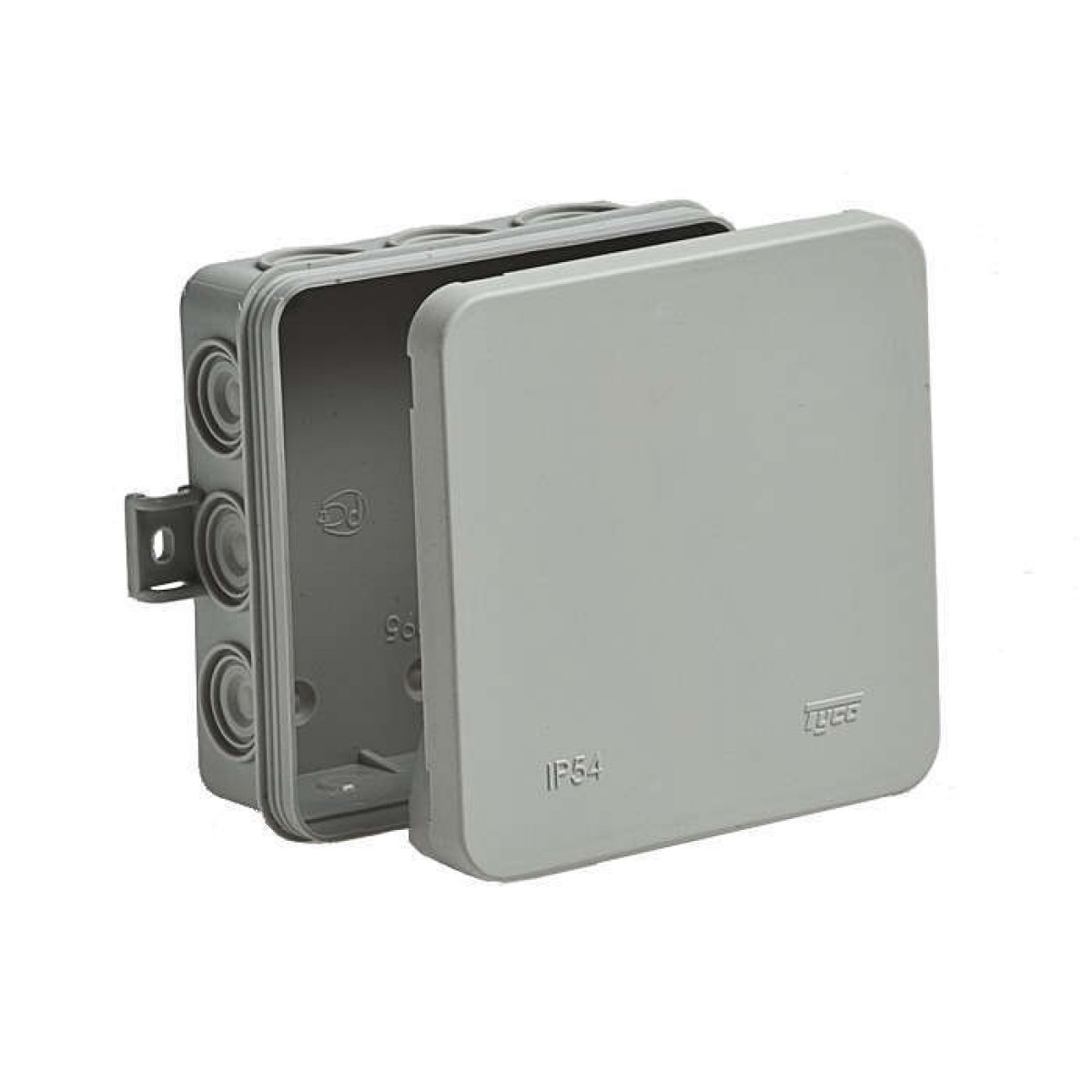 Изображение товара Изделия для электромонтажа Ruvinil Коробка распределительная ОП 100х100х35мм 12 вводов IP54 сер.