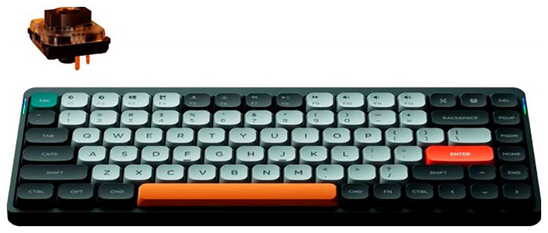 цена Беспроводная клавиатура Nuphy ультратонкая, AIR75, RGB подсветка, Brown Switch