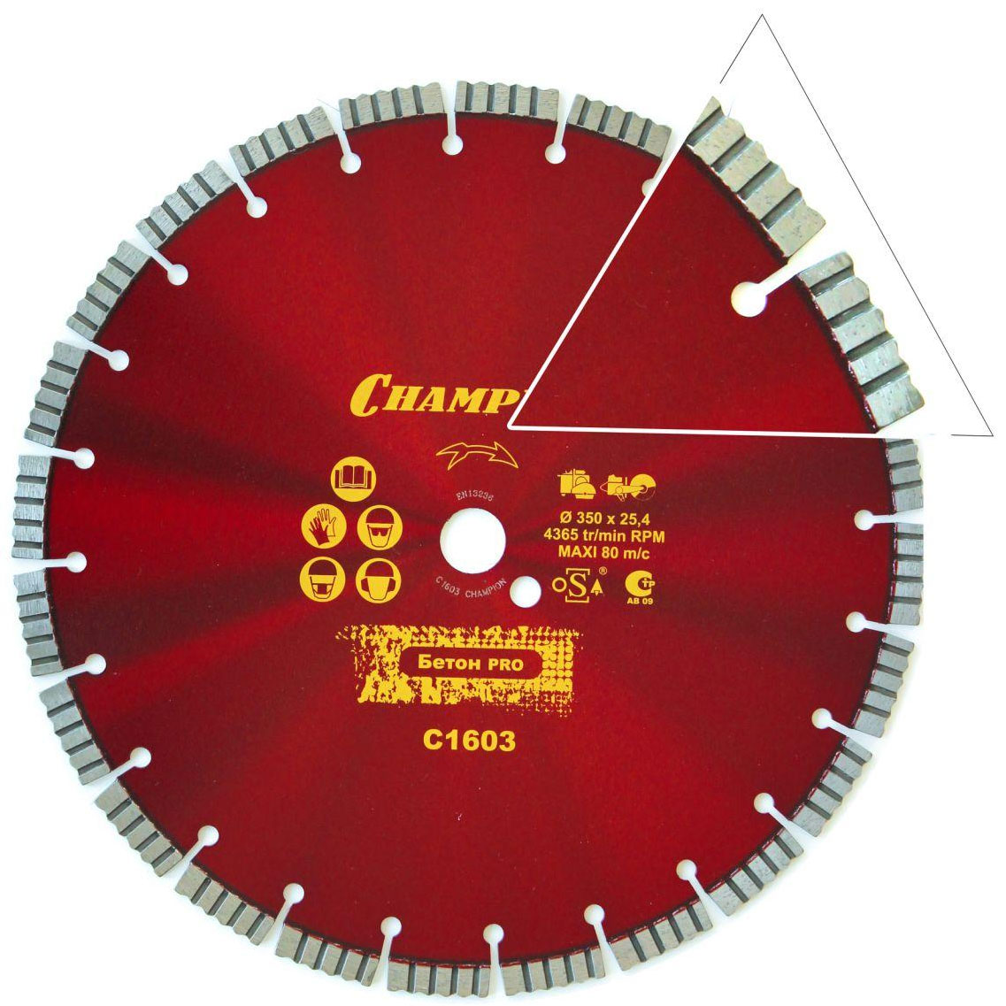 Изображение товара Алмазный диск Champion Concrete Crunch PRO 350/25,4/12 для бетона Изображение товара Алмазный диск Champion Concrete Crunch PRO 350/25,4/12 для бетона