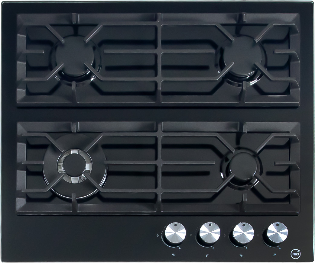 Изображение товара Газовая варочная панель MBS PG-601BL с 4 конфорками, закаленное стекло, газ-контроль