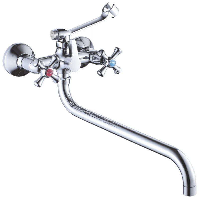 Изображение товара Смеситель для ванной Cron CN42 хром с душевым гарнитуром и керамической кран-буксой
