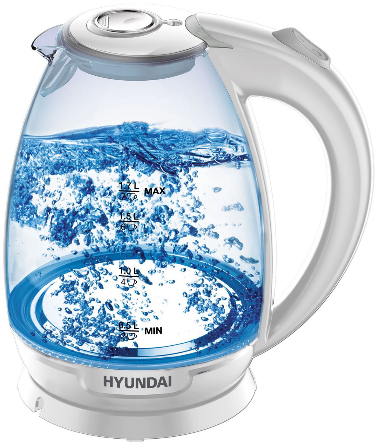 Изображение товара Электрический чайник Hyundai HYK-G2409 1.7 л стекло пластик мощностью 2.2 кВт