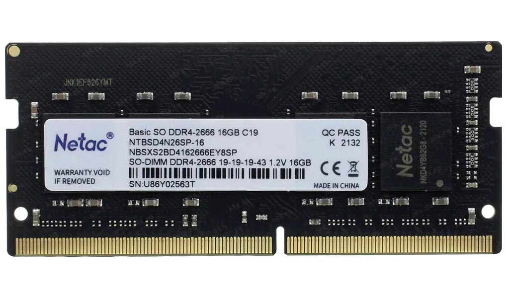 Изображение товара Оперативная память Netac SO-DIMM DDR4 16GB 2666MHz (NTBSD4N26SP-16)