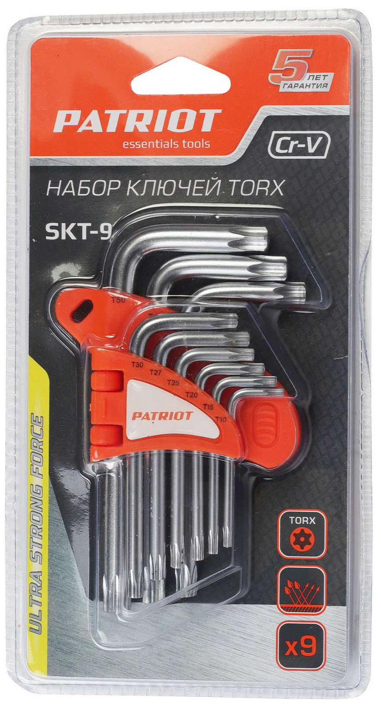 Набор ключей Patriot SKТ-9, TORX, T10-T50, CRV, 9 шт Набор ключей Patriot SKТ-9, TORX, T10-T50, CRV, 9 шт