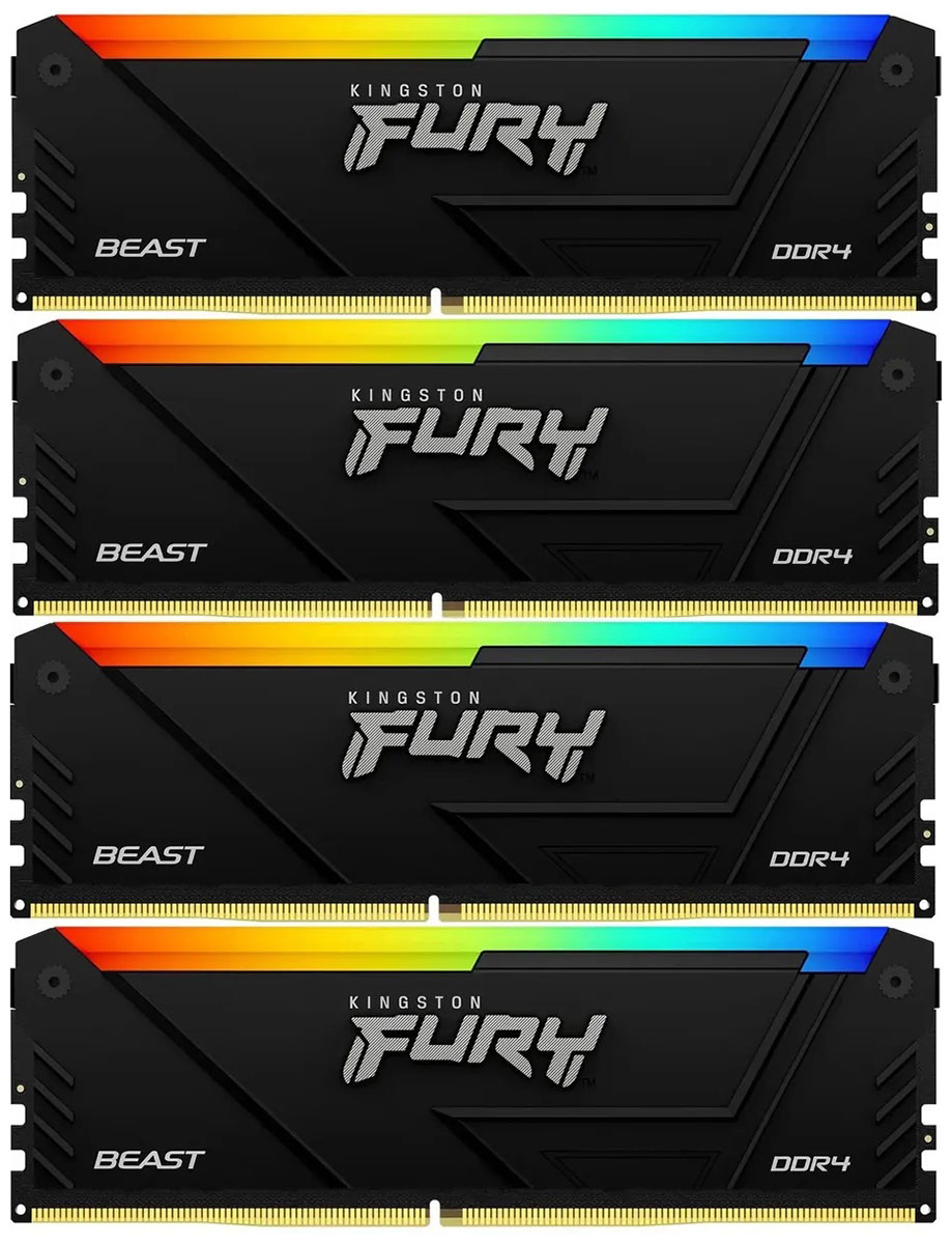 Изображение товара Оперативная память Kingston DDR4 128GB 4x32GB 3200Mhz FURY Beast Black RGB
