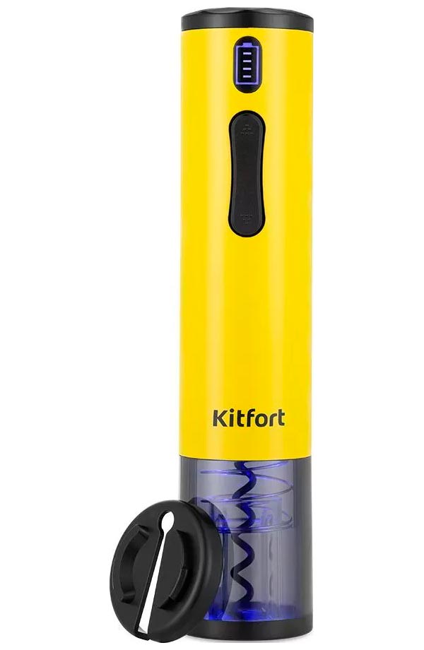 Изображение товара Электрический штопор Kitfort КТ-6032-1 желтый для быстрого открытия вина