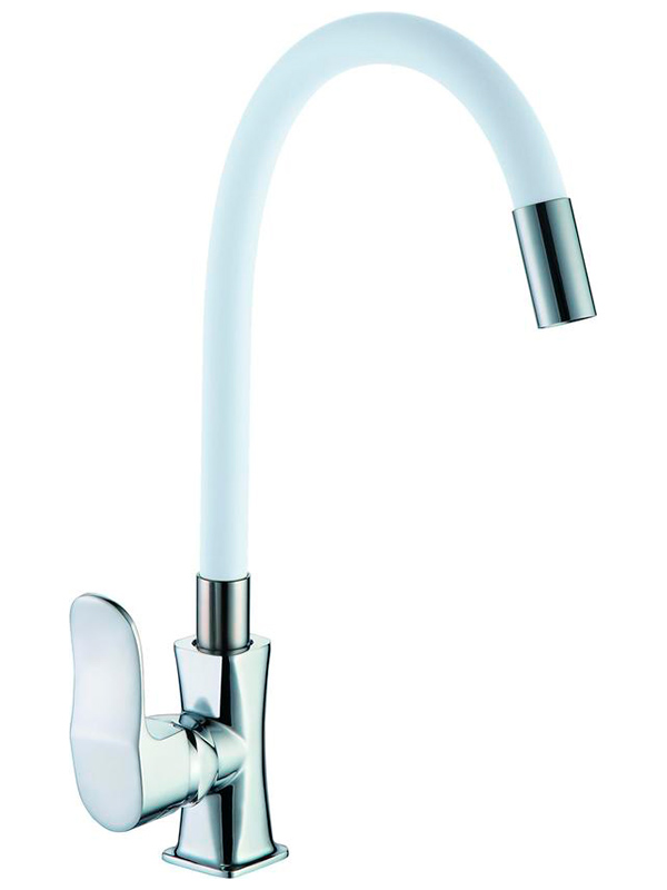 

Смеситель для кухни с гибким изливом D-Lin хром (D155318-3), Хром/белый