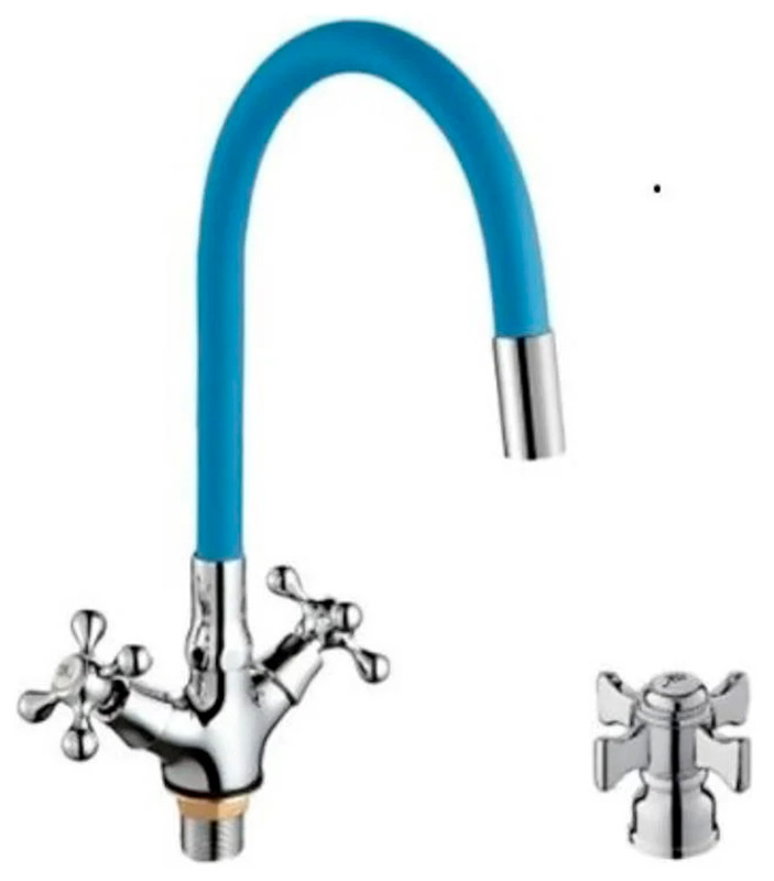 Изображение товара Кухонный смеситель с гибким изливом D-Lin хром двухвентильный