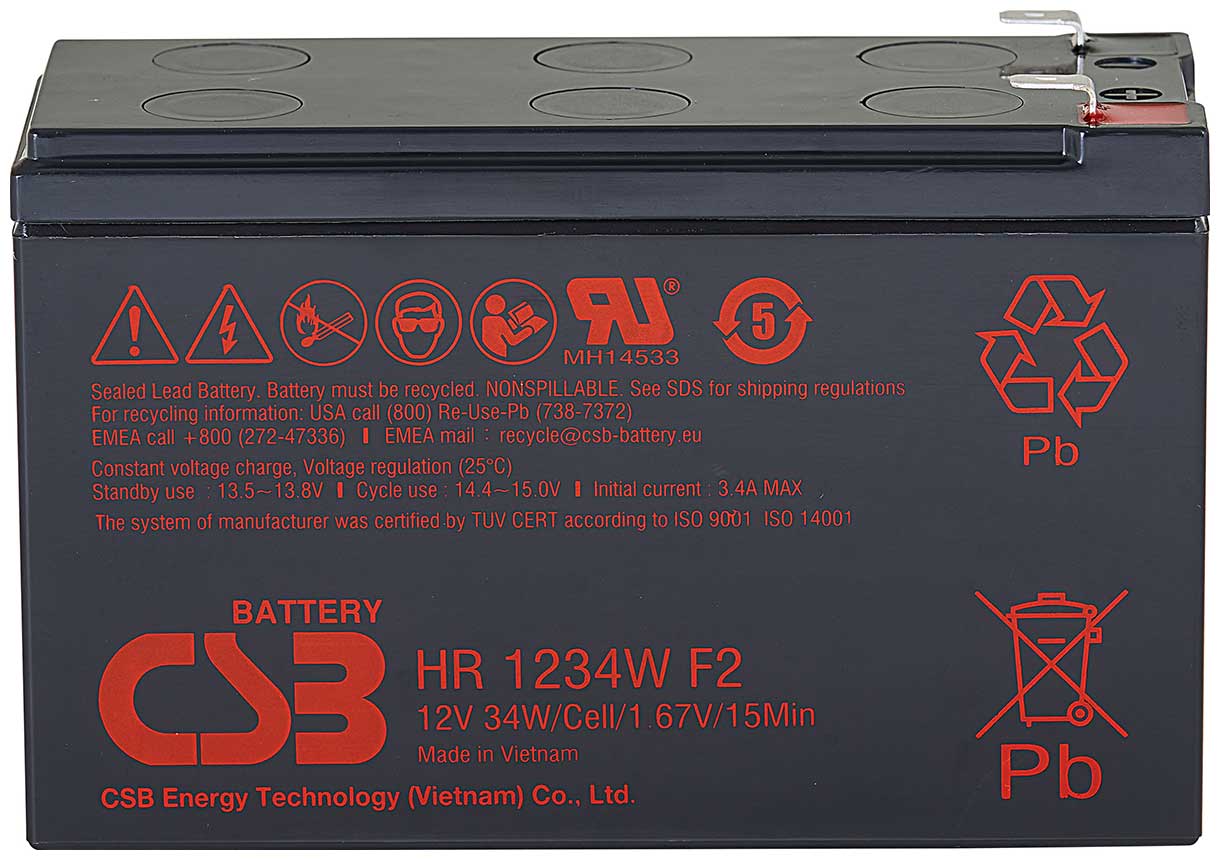 Изображение товара Аккумуляторная батарея для ИБП CSB HR1234W F2 (12В, 9Ач)