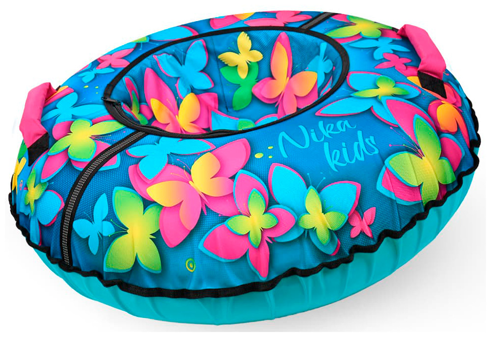 Изображение товара Тюбинг Ника ТБ8К-110 с бабочками круглый для зимних детских игр 110 см