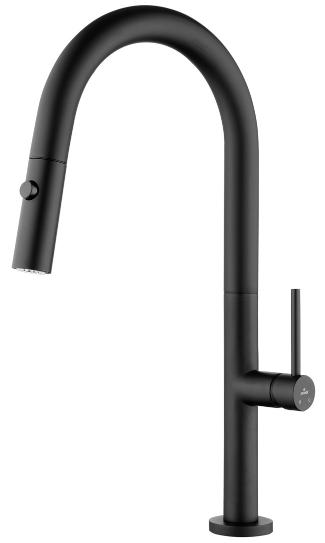 Изображение товара Кухонный смеситель Kaiser Merkur черный матовый однорычажный с выдвижной лейкой