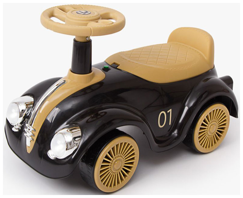 Изображение товара Толокар Amarobaby Retro черный бежевый дети от 1 года с мелодиями и светящимися фарами