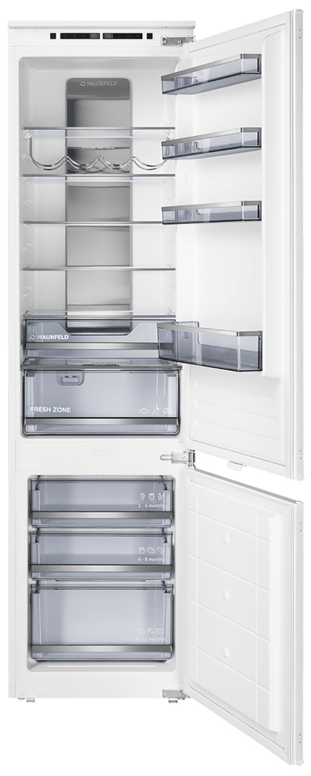 Изображение товара Встраиваемый двухкамерный холодильник Maunfeld MBF193NFWGR Inverter A+ 273л