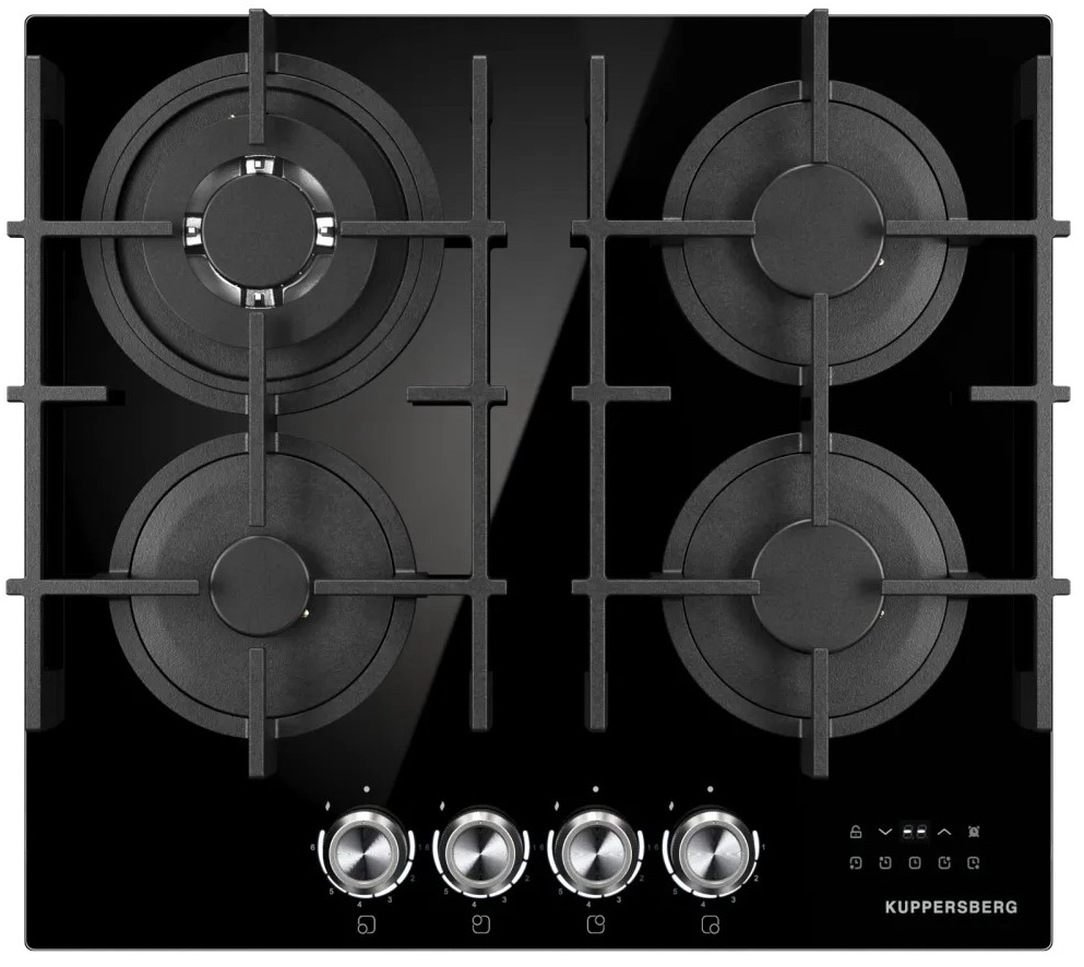 Изображение товара Газовая варочная панель Kuppersberg FG 68 B 4 конфорки стекло автомат электроподжиг