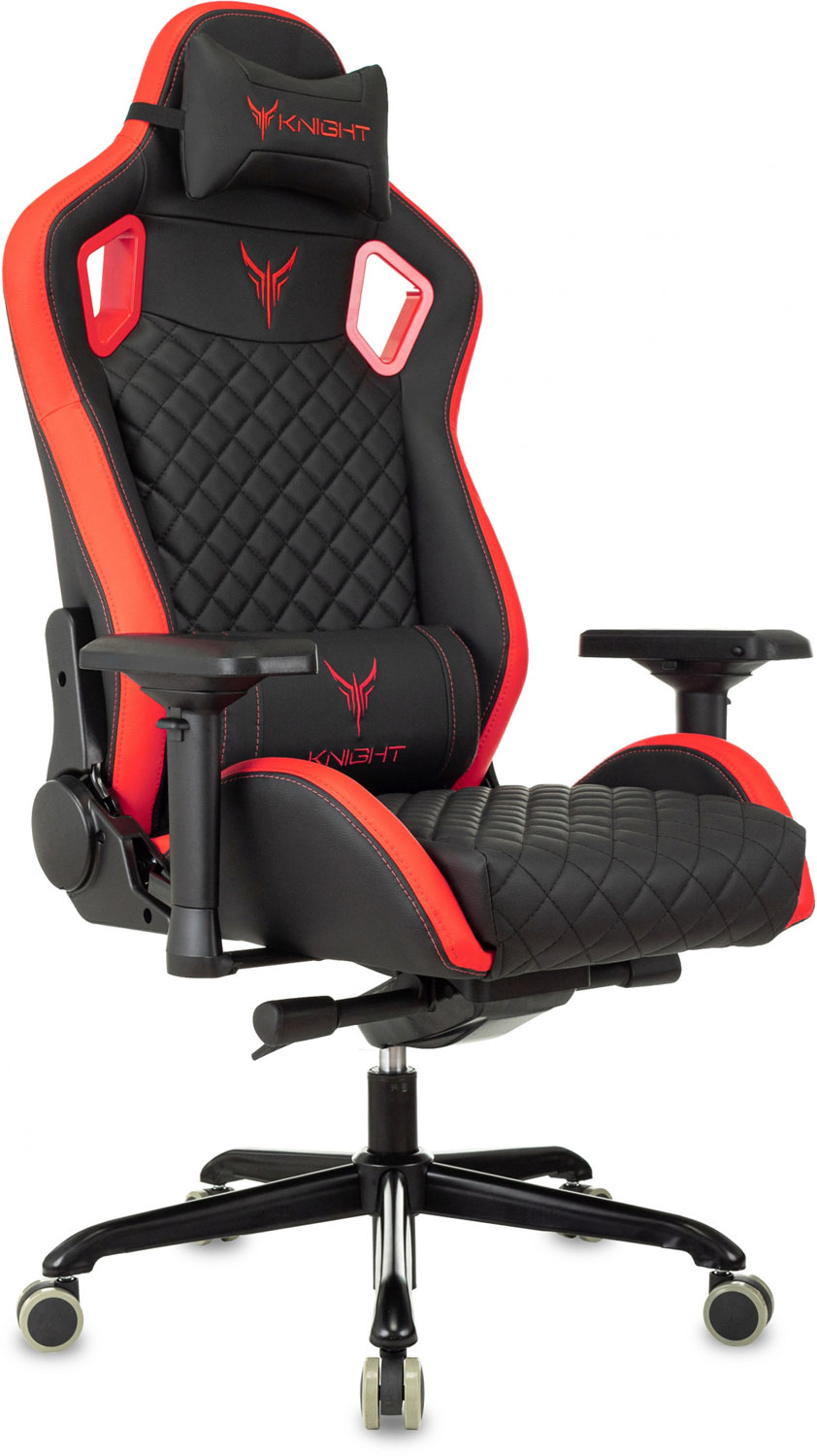 

Кресло игровое Knight Titan, черный/красный, ромбик, экокожа, с подголов., крестов. металл (KNIGHT TITAN BR)