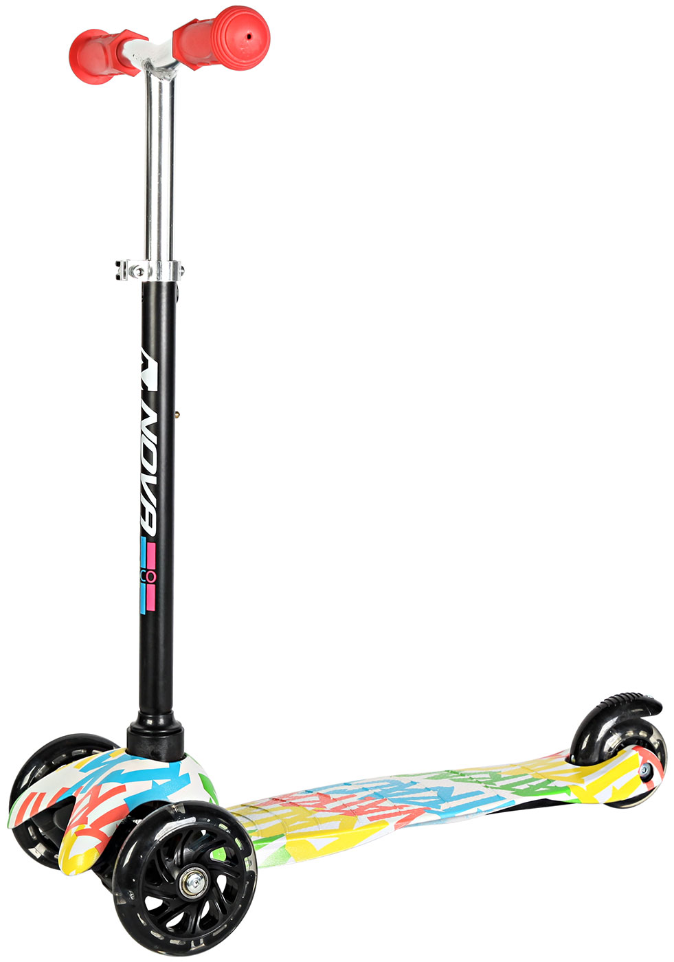 Изображение товара Самокат для детей Novatrack Disco-kids Graffiti яркий безопасный легкий