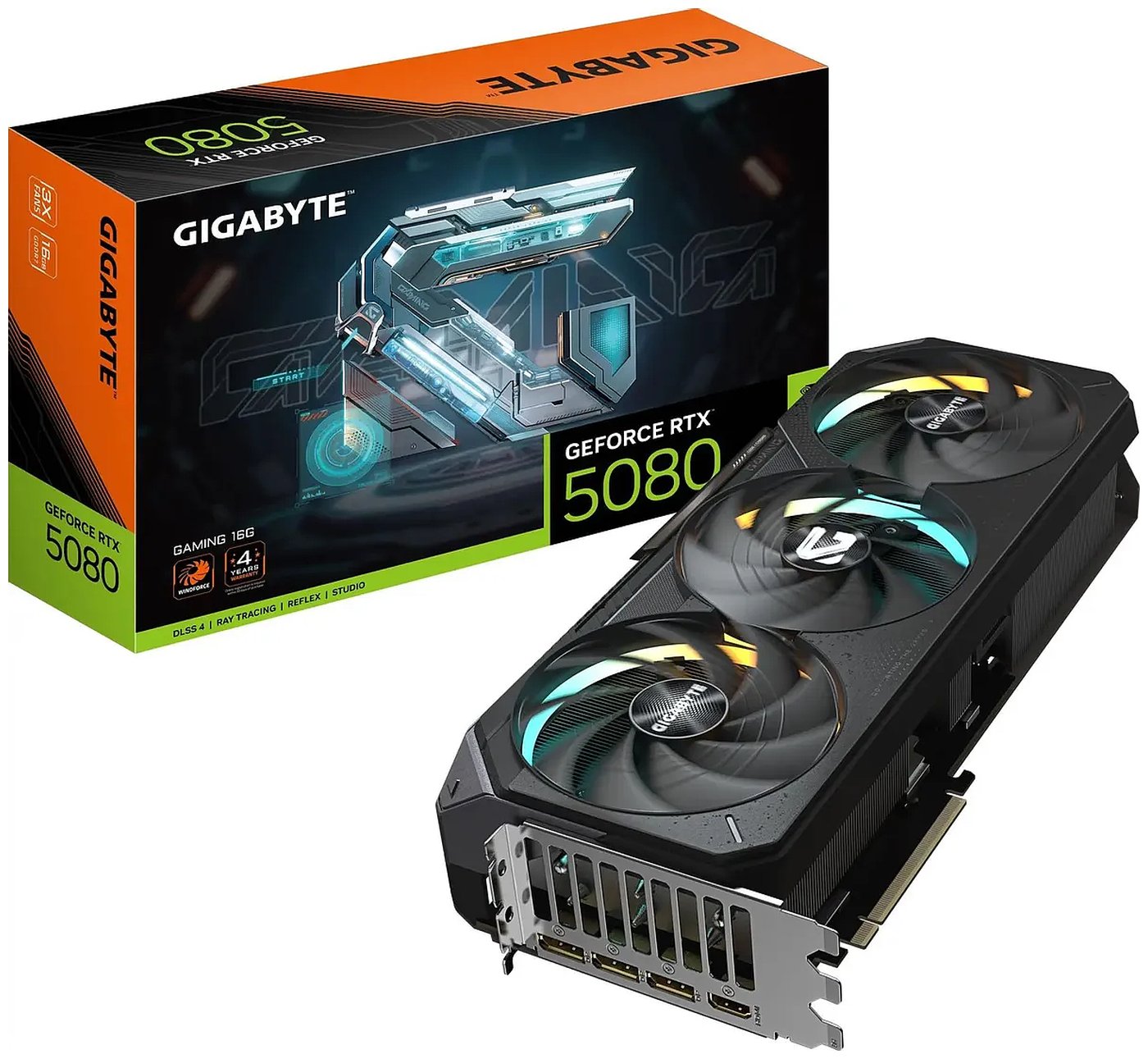 

Видеокарта Gigabyte GeForce RTX 5080 GAMING 16GB (GV-N5080GAMING-16GD), Черный