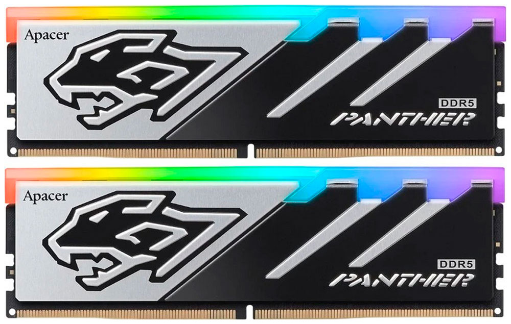 

Оперативная память Apacer DDR5 32GB (2x16GB) 5600MHz NOX RGB (AH5U32G56C5229BAA-2), Серебристый/черный