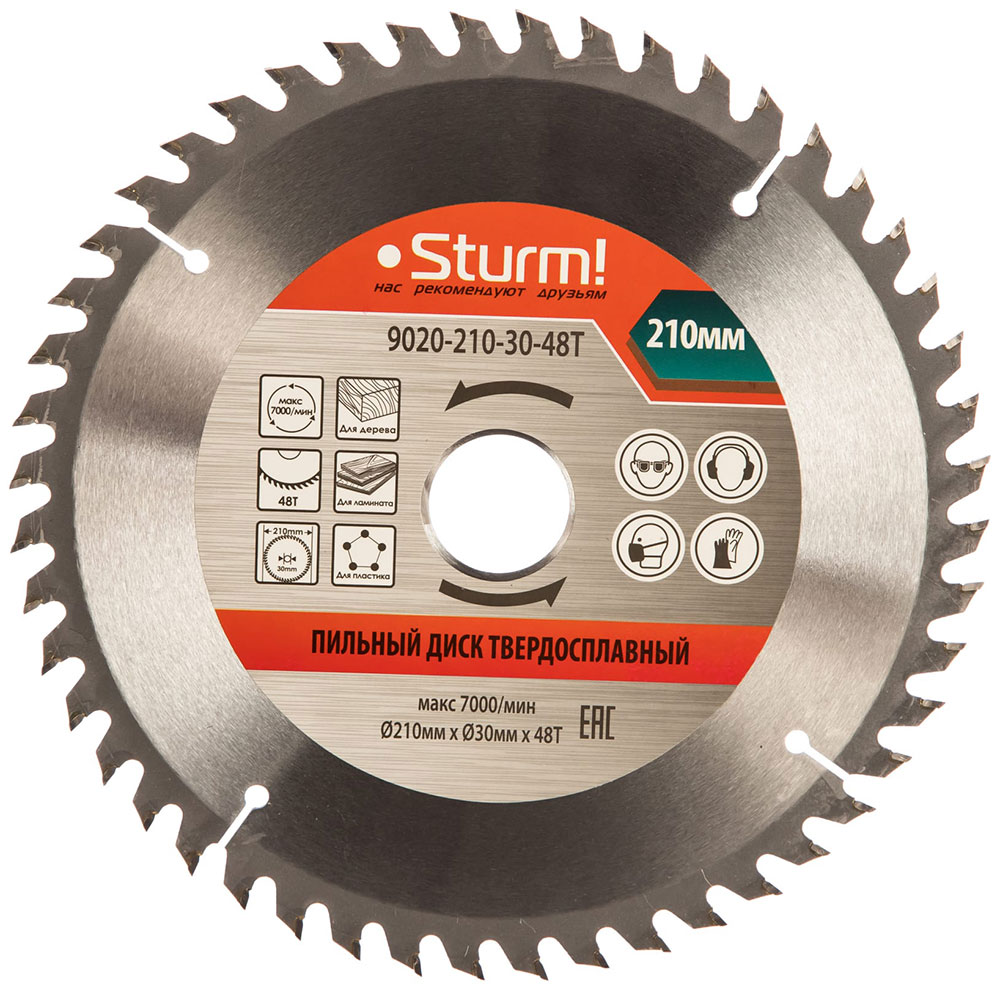 Пильный диск Sturm 9020-210-30-48T диск пильный sturm 9020 250 32 48t
