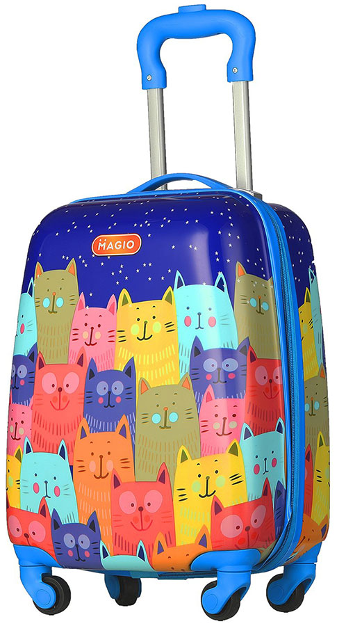 Изображение товара Детский чемодан Magio Веселые коты с колесами и выдвижной ручкой 28 литров