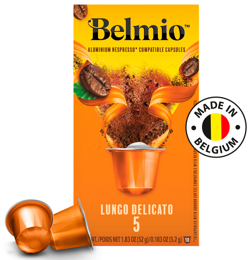 Кофе молотый в алюмиевых капсулах Belmio Lungo Delicato (intensity 5) кофе молотый belmio в алюминиевых капсулах chocolate therapy