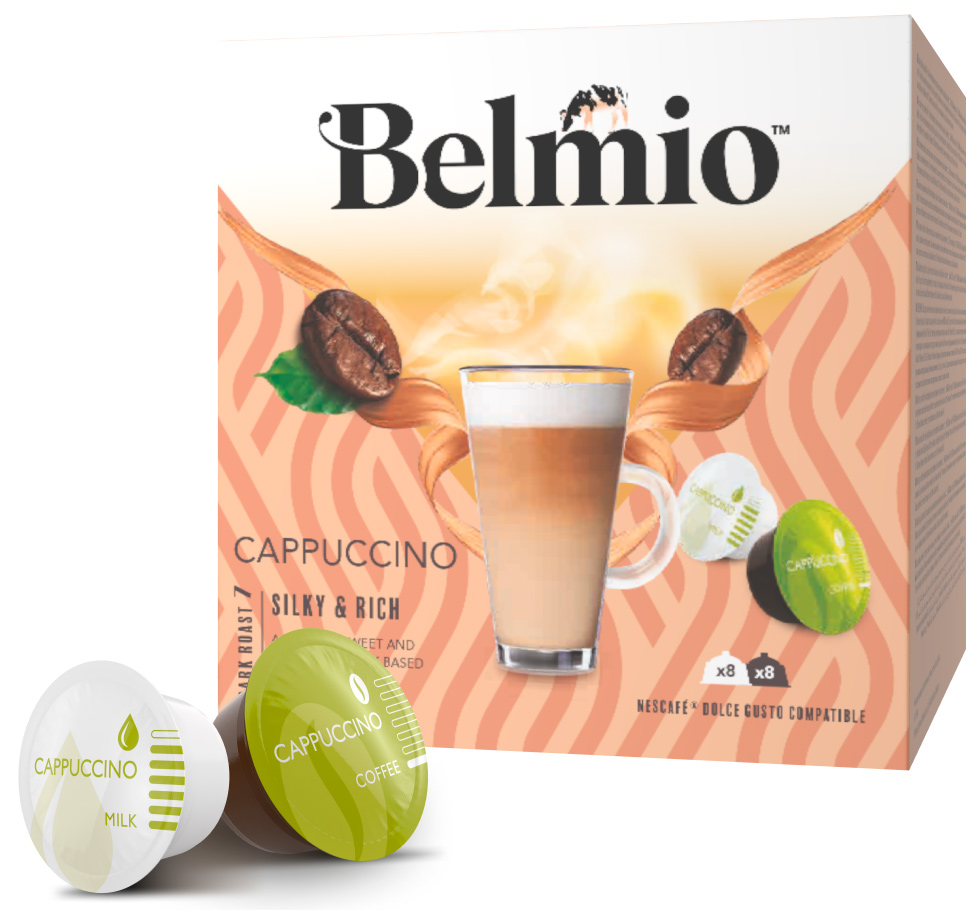 Кофе в капсулах Belmio Cappuccino для системы Dolce Gusto, 16 капсул кофе молотый belmio в алюминиевых капсулах let s go coconutz