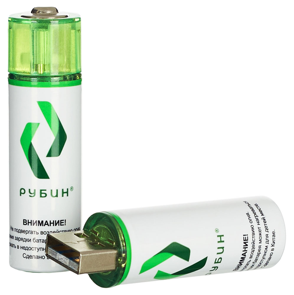 

Аккумулятор LI-ION Рубин размер АА 15 В 1800 mWh USB Magnetic 2 шт/блистер