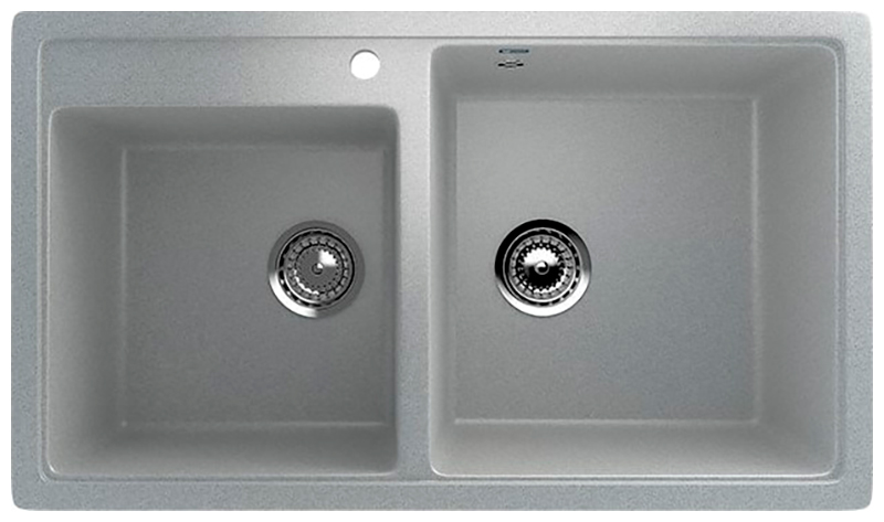 Изображение товара Кухонная мойка из искусственного мрамора Ulgran U-200 серый прямоугольная двухсекционная