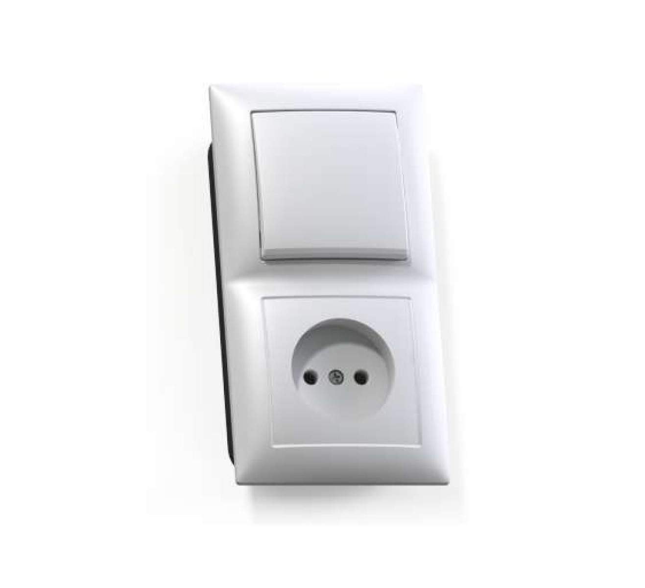 Изображение товара Блок комбинированный Кунцево-Электро БКВР-408 Селена 1-кл выкл с розеткой белый