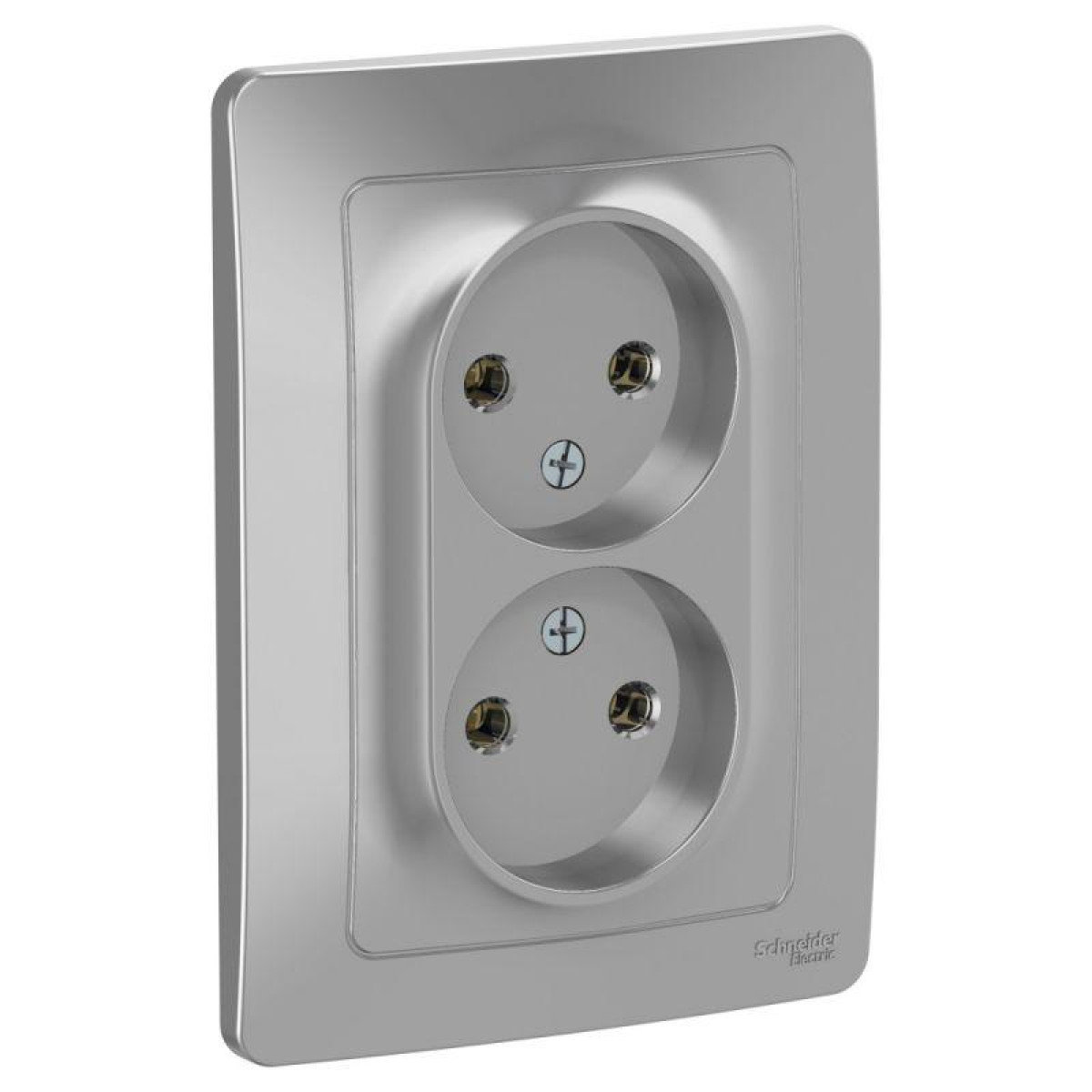 Изображение товара Розетки Systeme Electric Розетка 2-м СП Blanca 16А IP20 250В без заземл. без защ. шторок алюм. SE