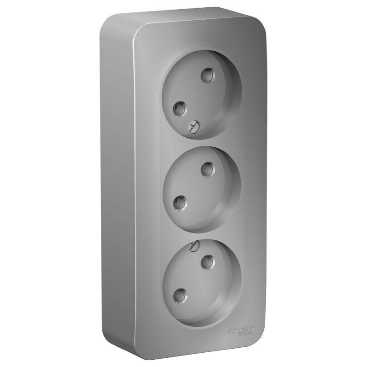 Изображение товара Розетки Systeme Electric Розетка 3-м ОП Blanca 16А IP20 250В без заземл. без защ. шторок с изолир. пластиной алюм. SE