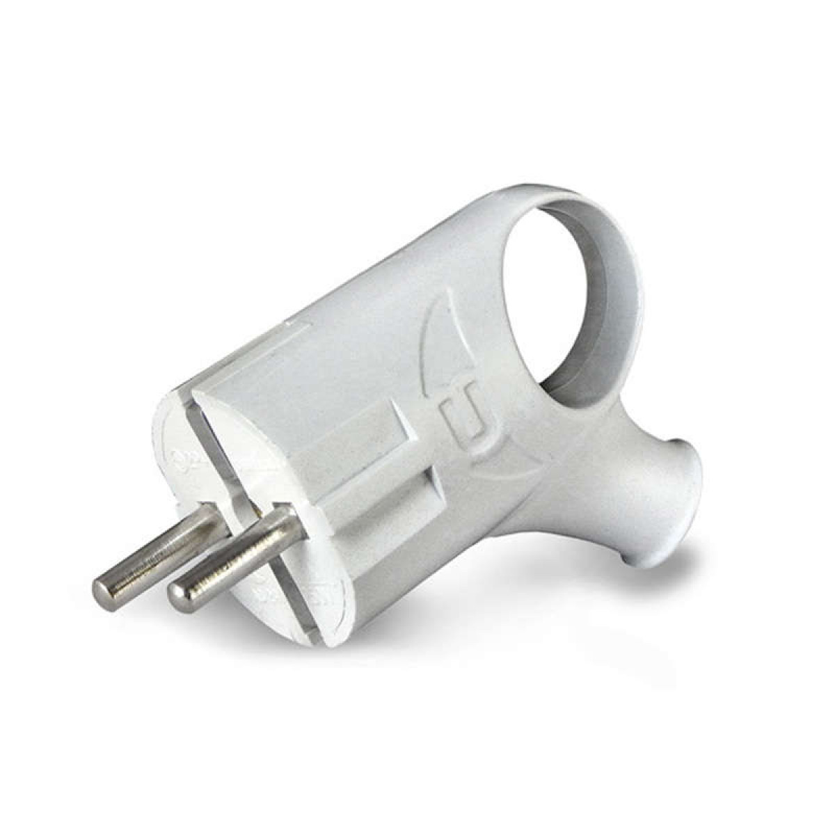 Изображение товара Угловая электрическая вилка UNIVersal 16А 250В с заземлением и ушком белая